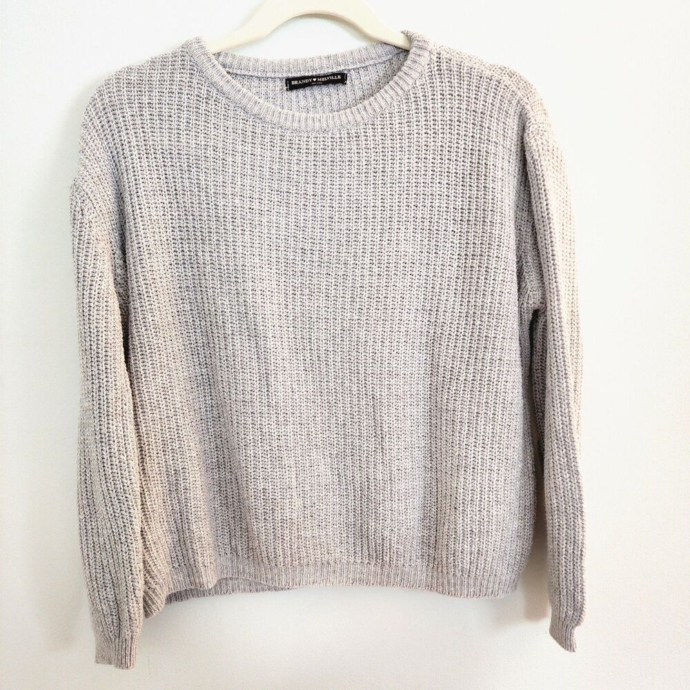Brandy Melville Chunky Ribbed Knit‎ Cropped Crew Neck Sweater OS